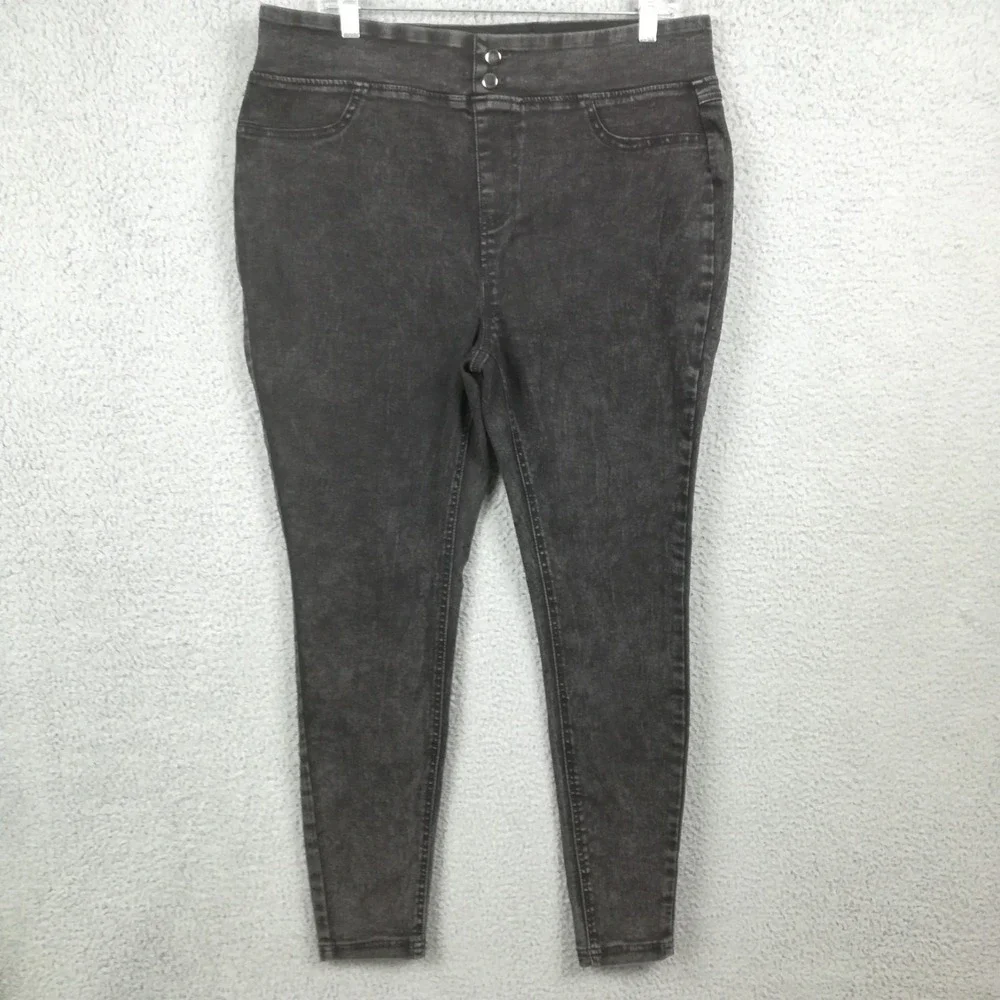 Terra & Sky Womens Jeans Jegging Skinny High Rise Faded Black Denim Plus 14W New